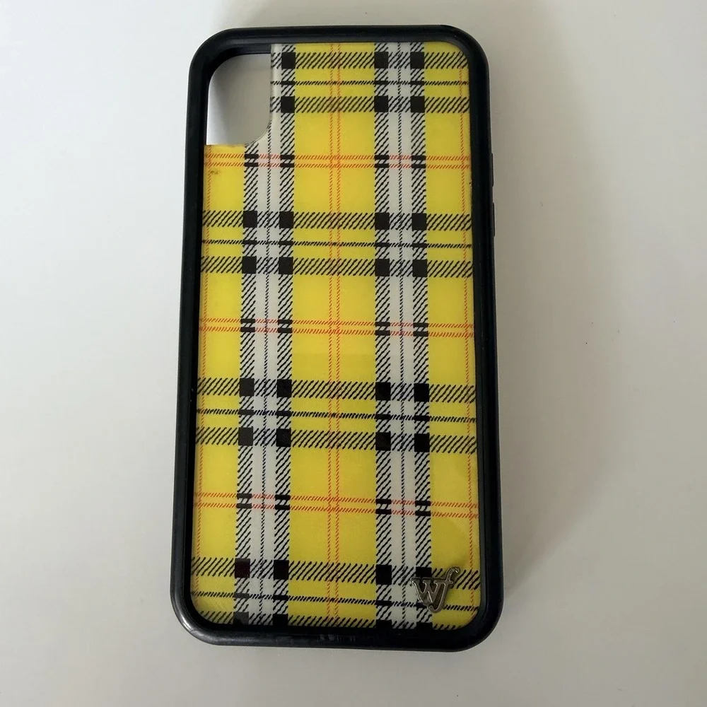 Wildflower Phone Case IPhone XR Yellow Plaid Pattern Hard Snap‎ On Cover Tartan